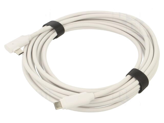 Kabel; USB 3.2; USB-C-stekker,Haakse USB C-stekker; 5m; wit Kabel; USB 3.2; USB-C-stekker,Haakse USB C-stekker; 5m; wit